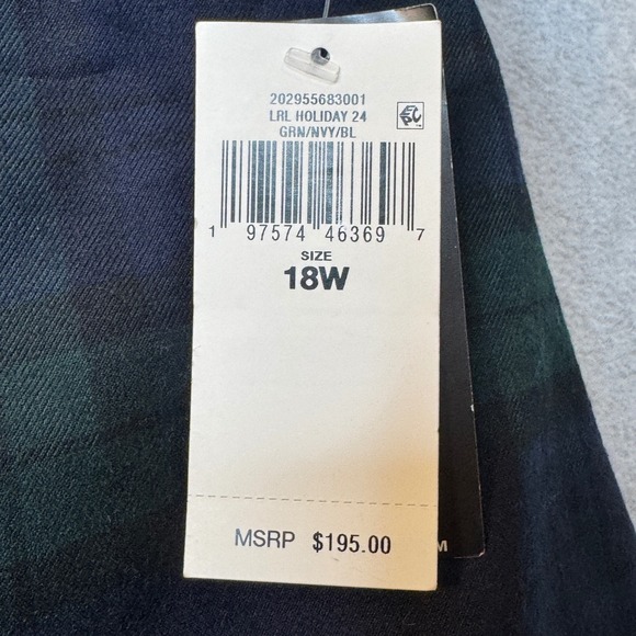 Lauren Ralph Lauren Plaid A Line Skirt Womens 18W Navy Green New - Picture 3 of 7